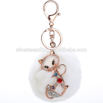 2015 Новый Плюшевые сумки Меховой мяч Keyring 133-FH95-133